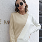 Contrast Color Round Neck Long Sleeve Sweater (3 color combos)