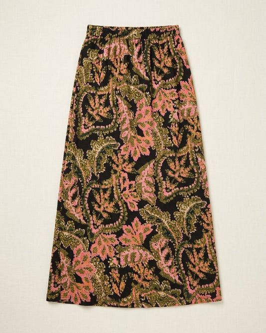 Ladies Black Printed Elastic Waist Skirt