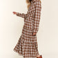 Ladies Plaid Tiered Midi Shirt Dress