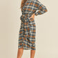 Ladies Plaid Flannel Front Tie Button Down Shirt Dress