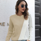 Contrast Color Round Neck Long Sleeve Sweater (3 color combos)