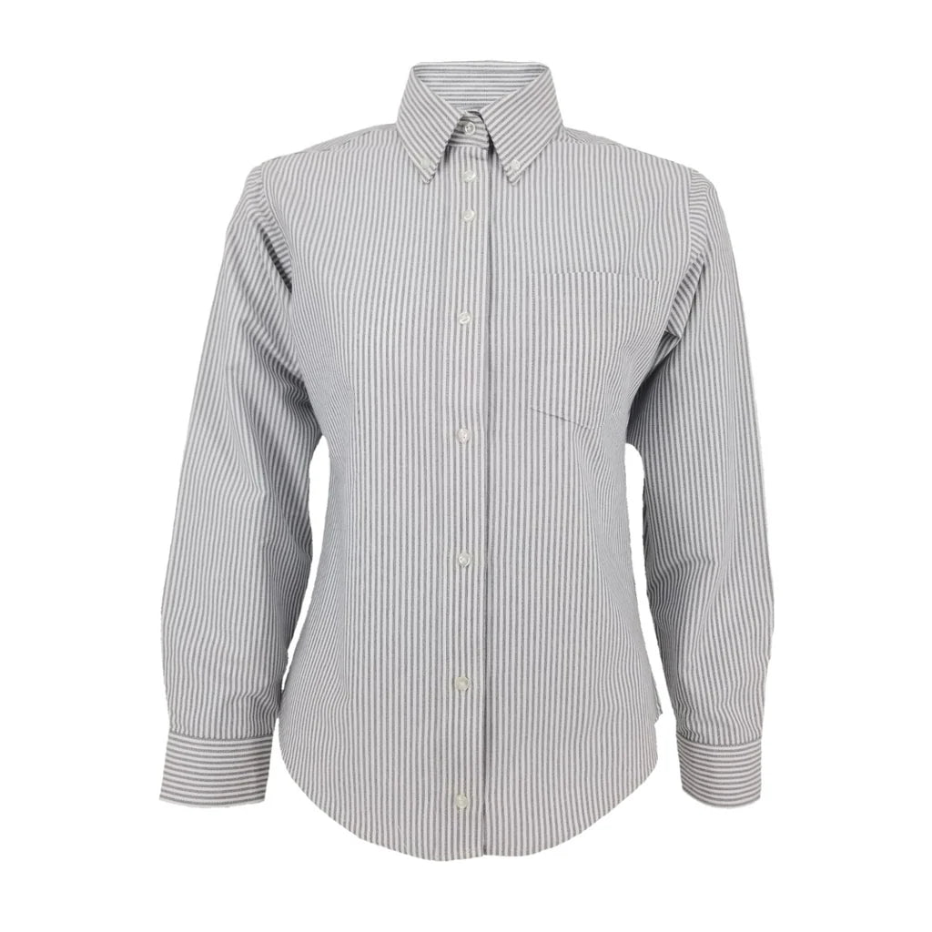 BYAM HS Long Sleeve Grey and White Striped Button Down Shirt