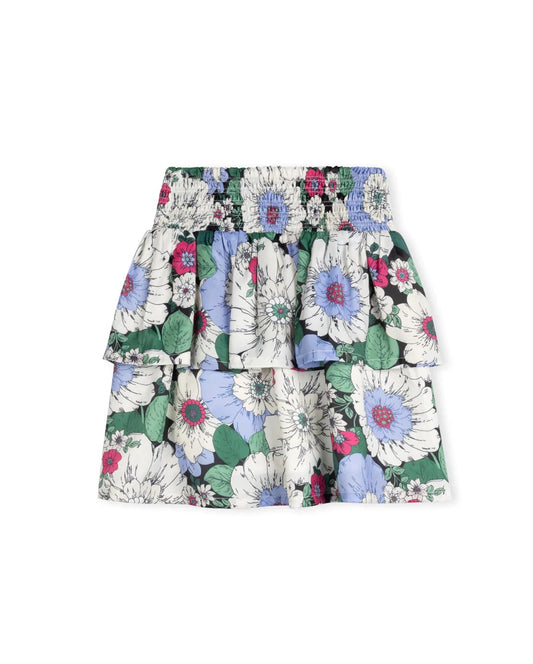 Girls Floral Printed Double Layered Skirt Set
