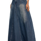 Raw Hem High Waist Denim Skirt with Pockets