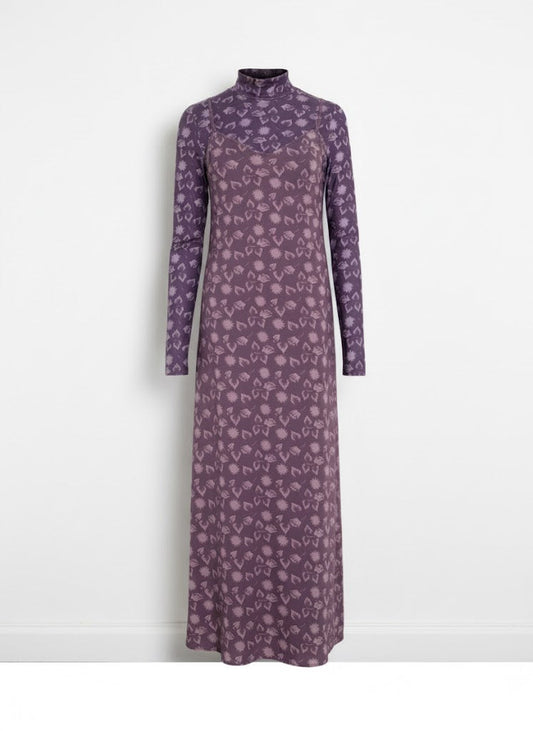 Ladies Fitted Print Turtleneck and Slip Dress - Modest Necessities