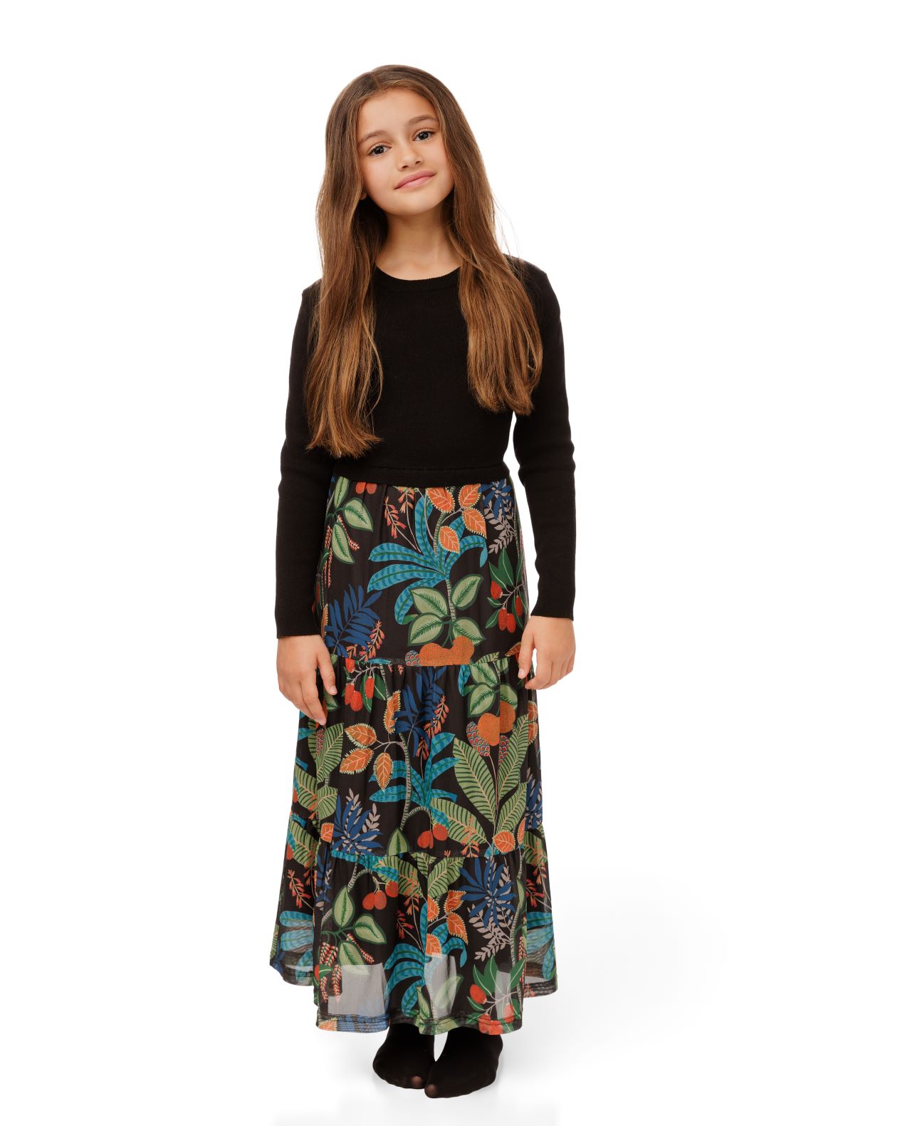 Tween Black And Floral Maxi Dress