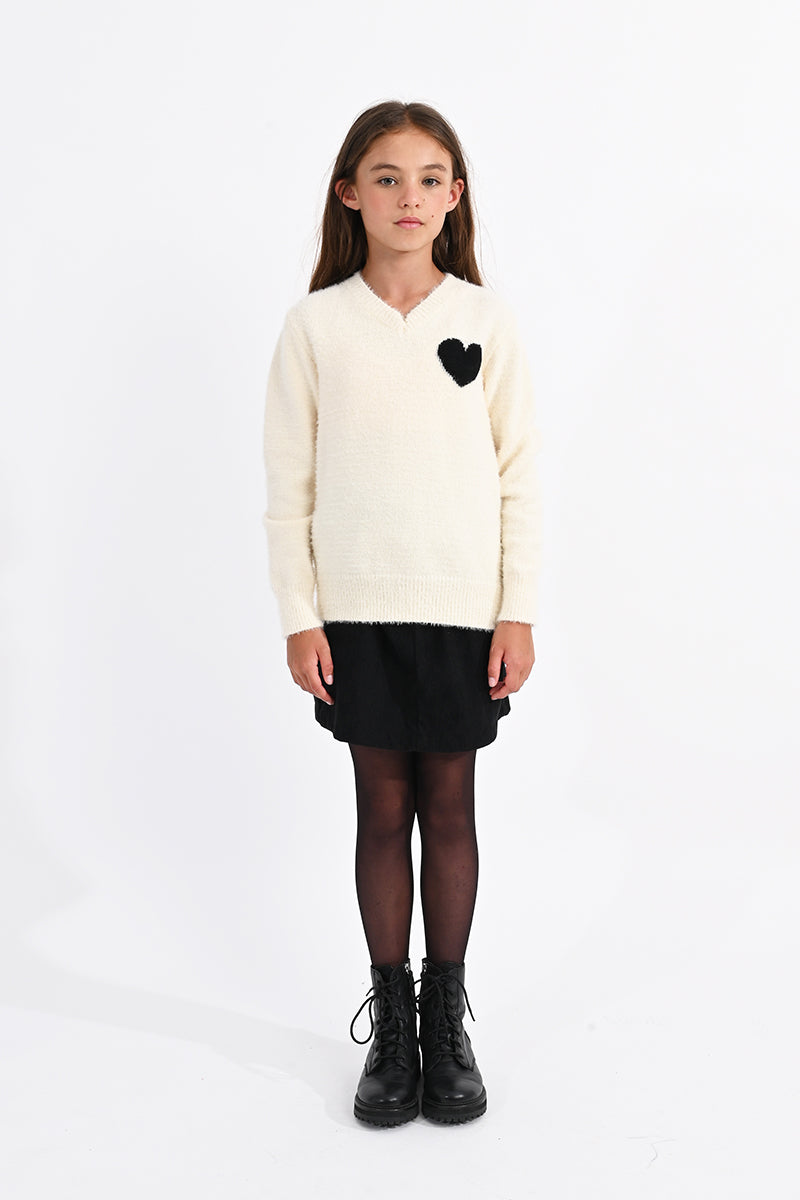 Girls Cozy Heart Sweater