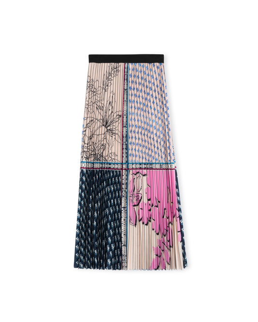 Ladies Multi Print Pleated Skirt