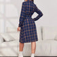 Ladies Plaid Tie Waist Long Sleeve Dress