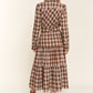 Ladies Plaid Tiered Midi Shirt Dress