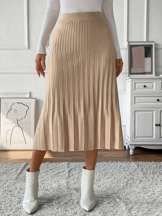 Ladies Pleated Midi Sweater Skirt