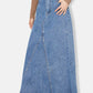 Ladies Raw Hem Maxi Denim Skirt