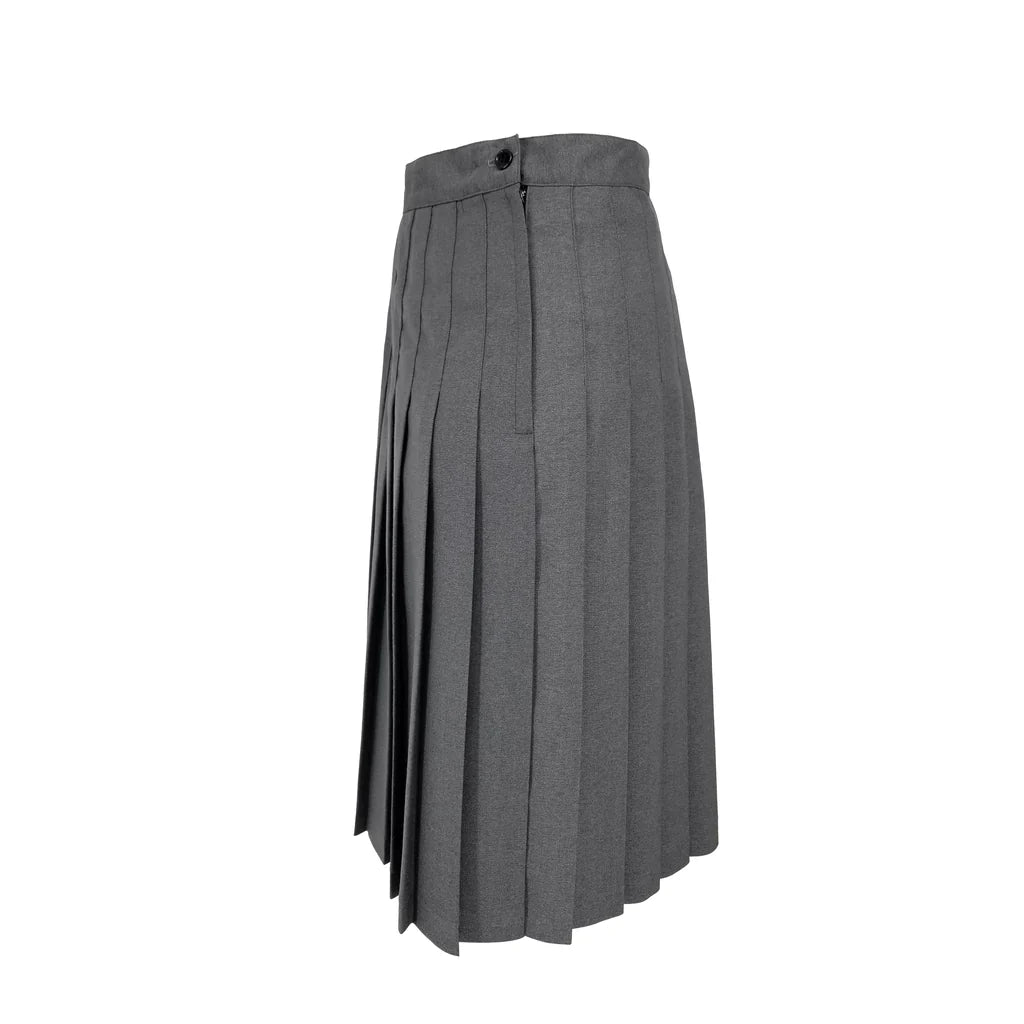 Pleated Grey Wool Uniform Skirt