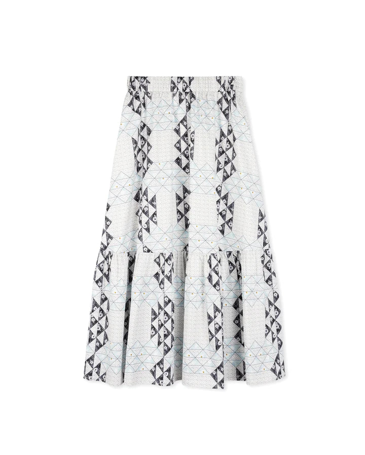 Teen Geometric Floral Printed Midi Skirt