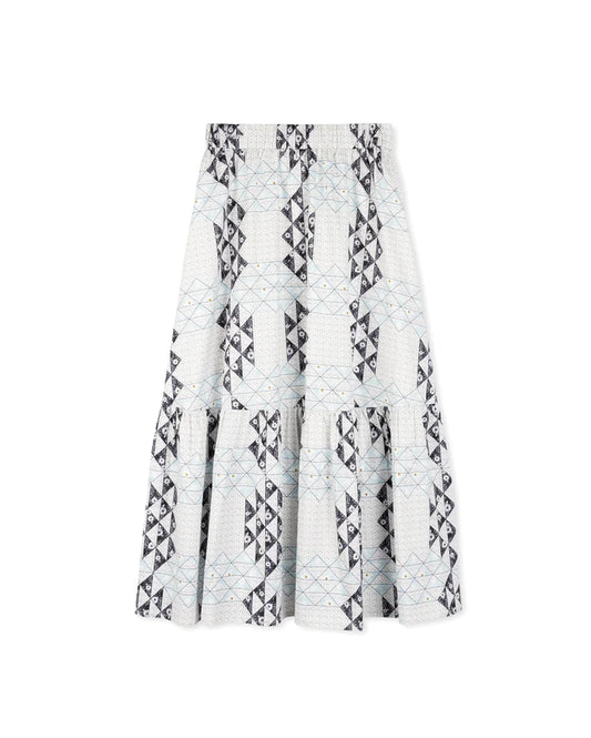 Teen Geometric Floral Printed Midi Skirt