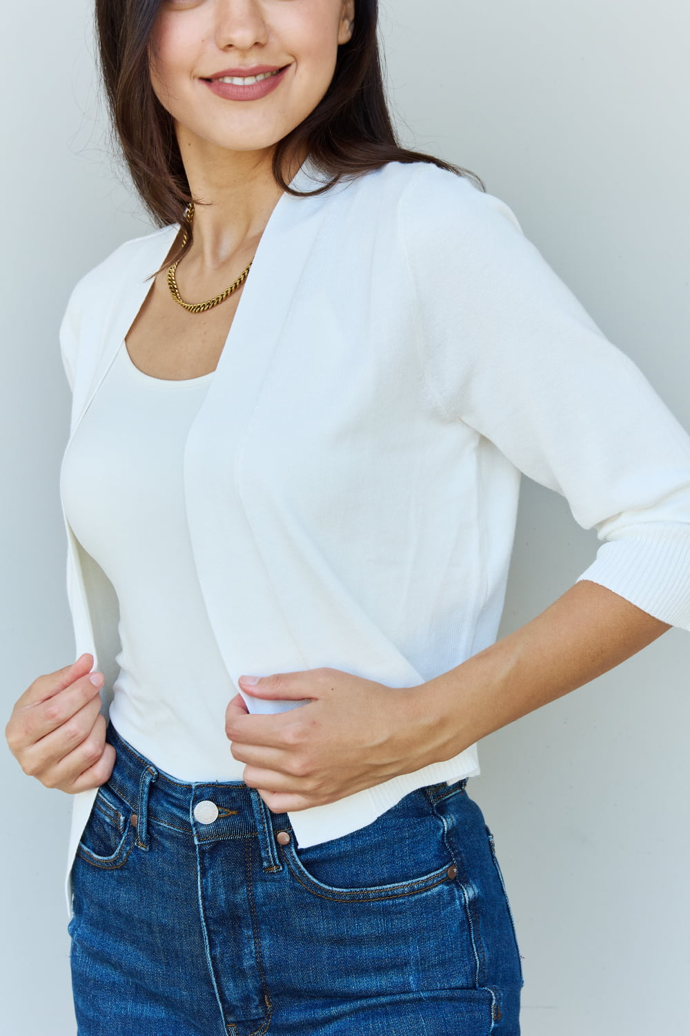 My Favorite Cropped Cardi in Ivory