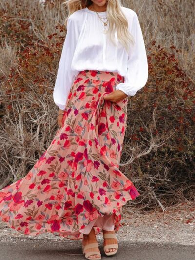 Printed High Waist Pleated Skirt (available in plus size)