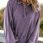 Ladies Denim Wash Lantern Sleeve Sweatshirt (4 colors)