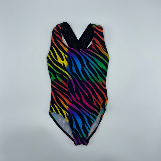 Girls Rainbow Zebra Bathing Suit
