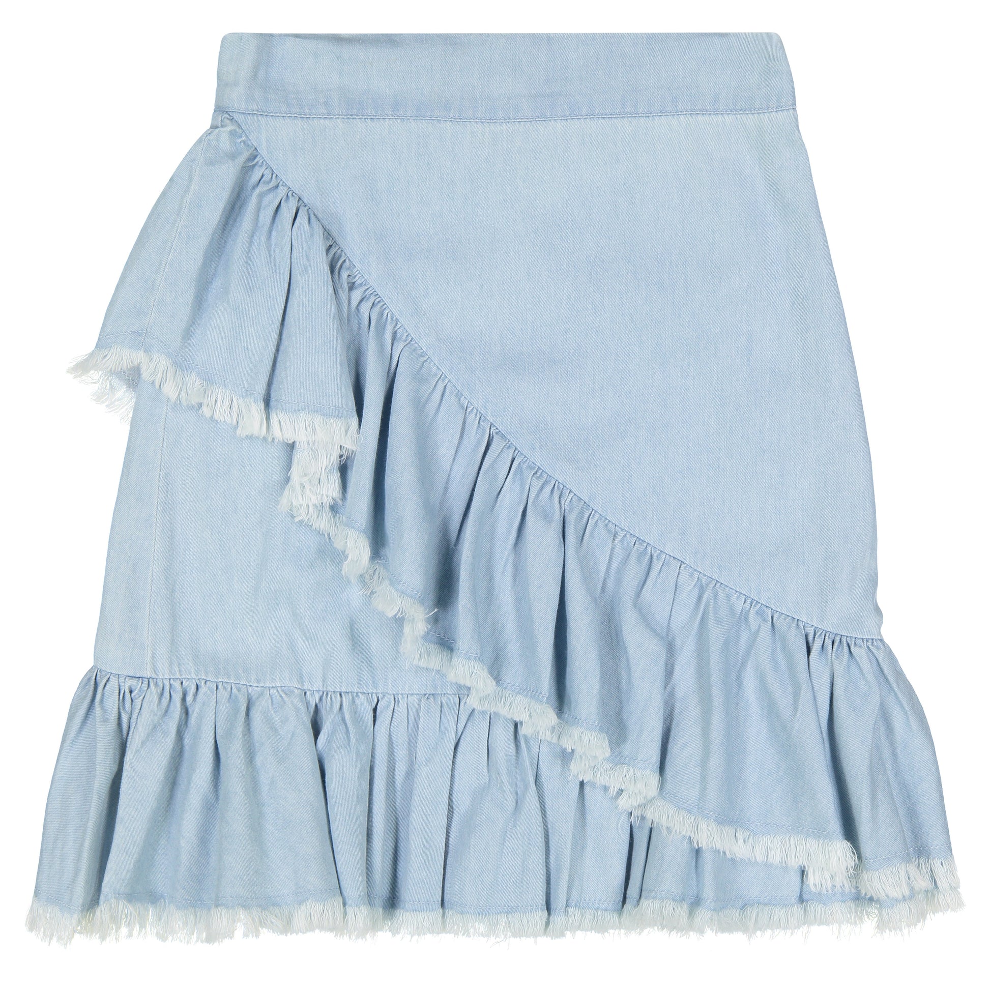 Teela Girls Denim Crossover Ruffle Skirt (2 colors) - Modest Necessities