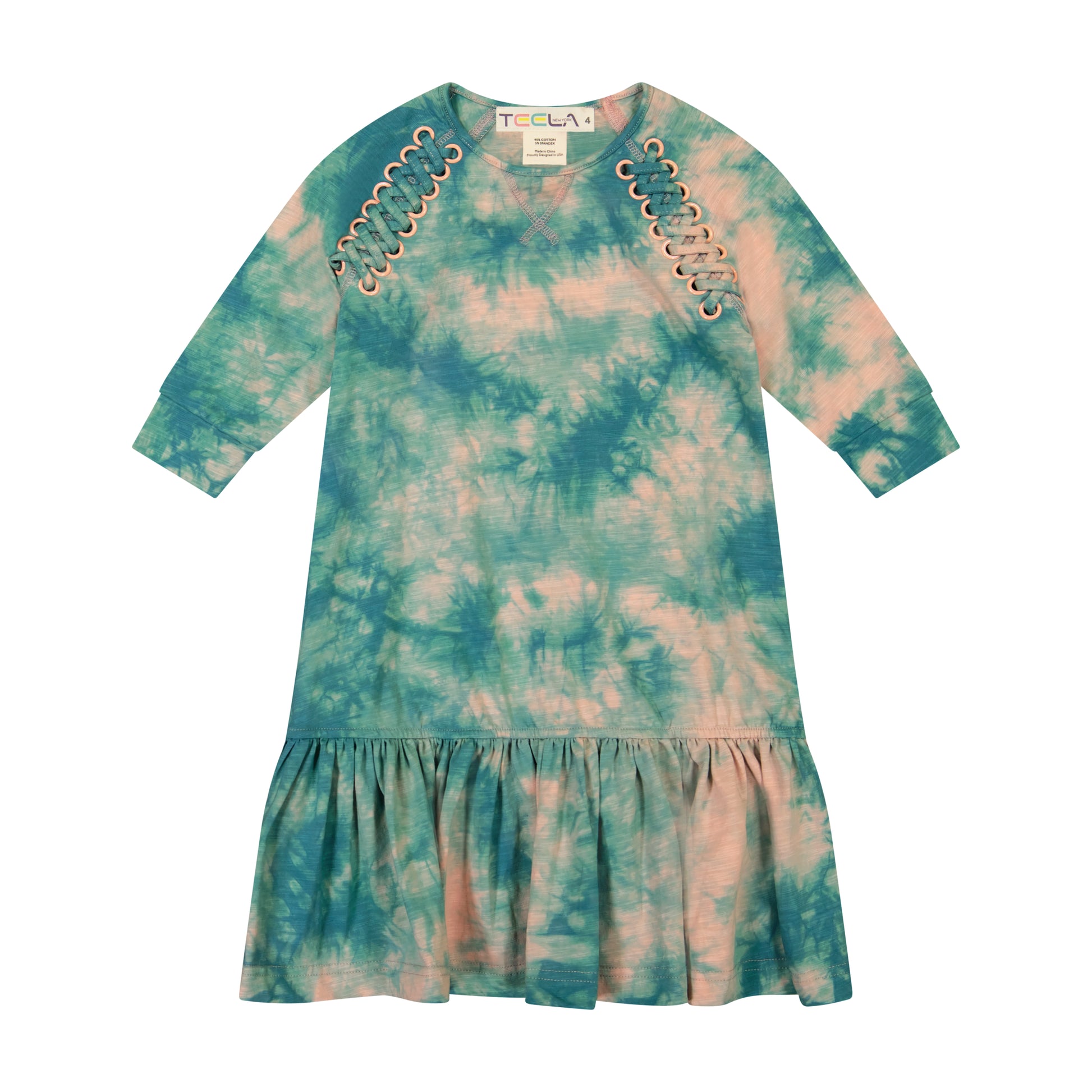 Girls Teela X-Stitch Tie Dye Dress (3 colors) Modest Necessities Girls Teela X-Stitch Tie Dye Dress (3 colors) Modest Necessities