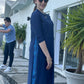 Ladies Contrast Stripe A-Line Swim Dress - Modest Necessities