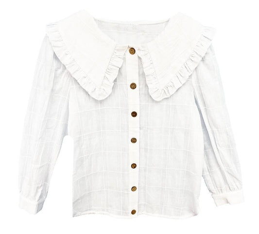 Girls White Blouse With Big Collar - Modest Necessities