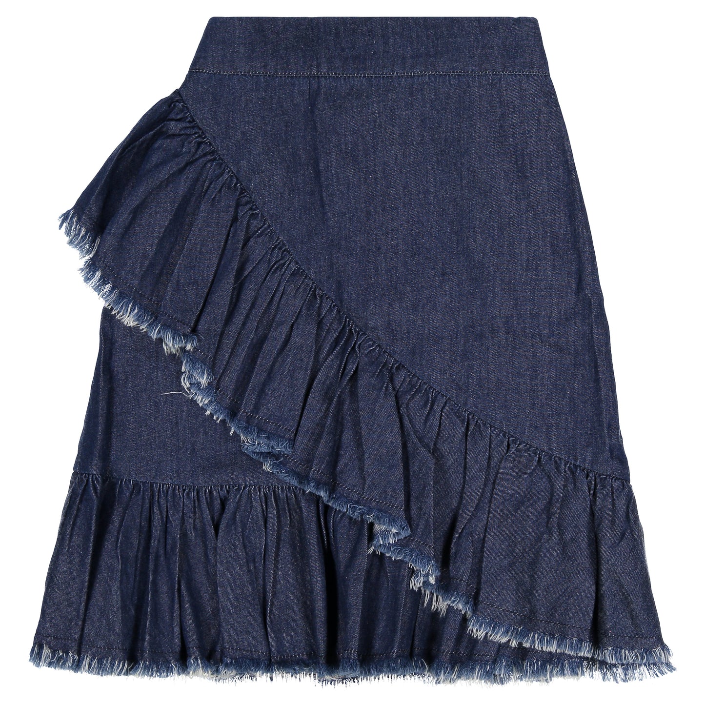 Teela Girls Denim Crossover Ruffle Skirt (2 colors) - Modest Necessities